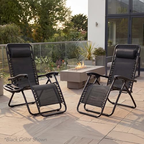 Best Choice Products Set of 2 Adjustable Steel Mesh Zero Gravity Lounge Chair Recliners w/Pillows and Cup Holder Trays - N...