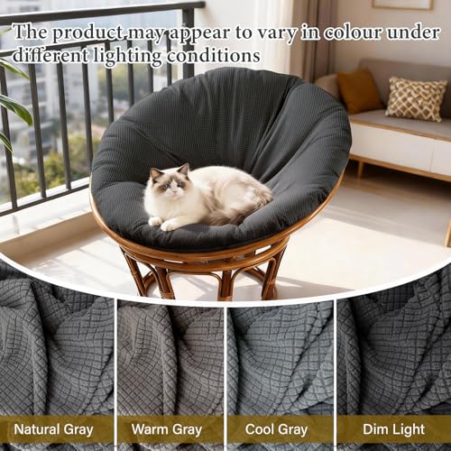 Wibeelee Papasan Chair Cushion Cover, Soft Plush Fleece Slipcover Only, Removable & Machine Washable with Adjustable Desig...
