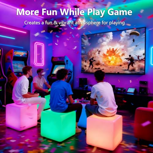 MIUWLXT 4-inch LED Cube Night Light, Rechargeable Color Changing Bedside Lamp with Remote, RGB + 6000K White Light, Portab...