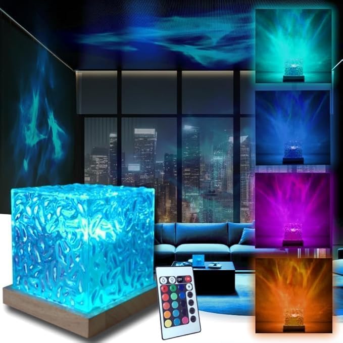 Ocean Wave Light Projector | Northern Lights Aurora & Crystal Ripple Lamp | Ocean Mood & Night Light with Remote, Multi-Mo...