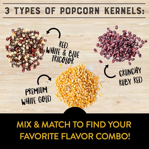 Urban Accents Movie Night Popcorn Gift Set – Includes 3 Gourmet Popcorn Kernel Varieties & 5 Flavorful Seasonings – Perfec...