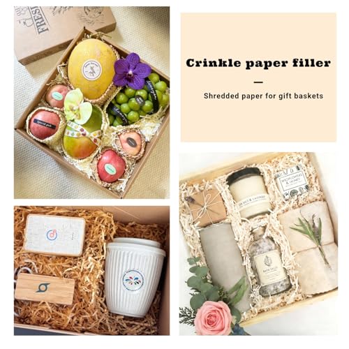 Crinkle Cut Paper Shred Filler, Crinkle Paper Filler and Shredded Paper for Gift Baskets, Raffia Basket Filler for Packagi...