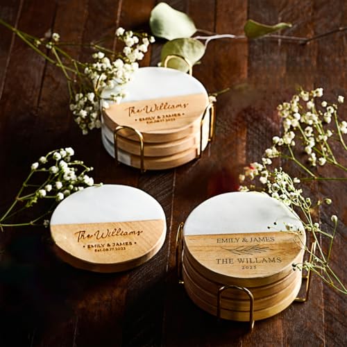 Personalized Coasters, Wedding Gift for Couple, Custom, Premium Craftsmanship Durability Tested, Custom Bar Coasters for D...