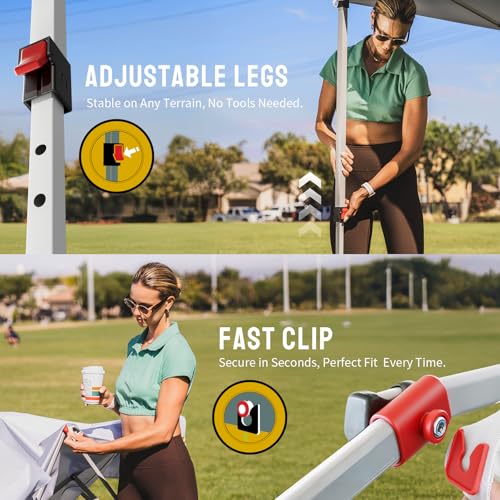 CROWN SHADES 10x10 Pop Up Canopy, Patented Center Lock One Push Tent Canopy, Newly Designed Storage Bag, 8 Stakes, 4 Ropes...