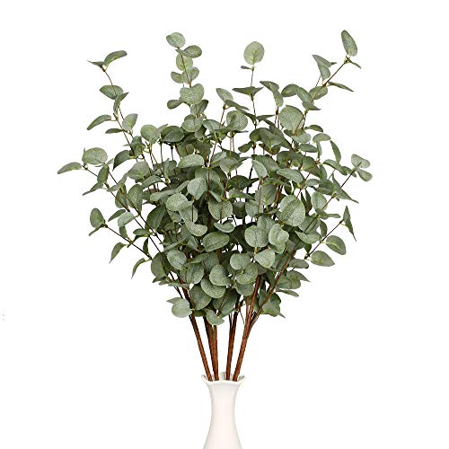 VGIA 6 Pcs 27" Eucalyptus Stems Greenery Stems Eucalyptus Leaf Spray in Green Silk Plastic Plants Floral Artificial Plants...