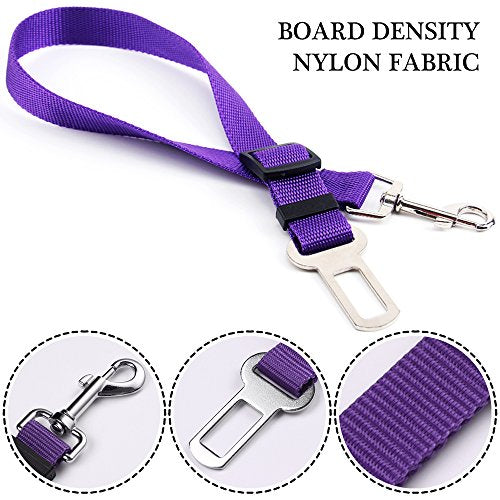 YuCool Dog Seat Belt,4 Piece Set Dog Car Adjustable Seatbelts for Vehicle Nylon Pet Safety Heavy Duty & Elastic Car Harnes...