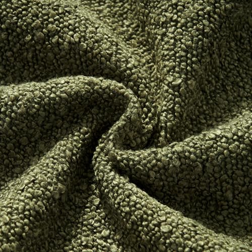 Topfinel Green Boucle Pillow Covers with Linen Cotton Accent Back Contrast Color Neutral Green Modern Earth-Tone Decorativ...