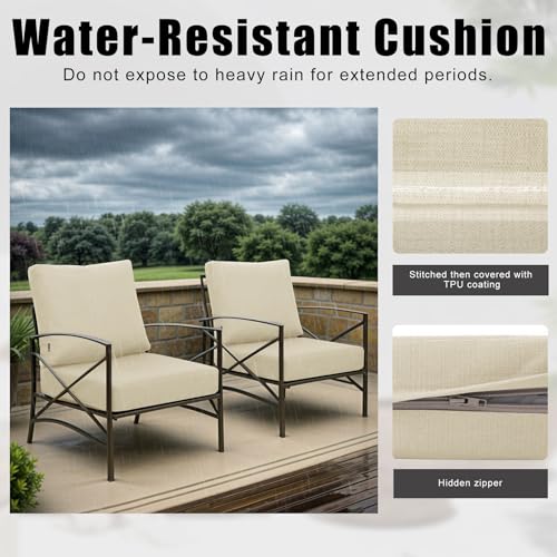 Favoyard Deep Seat Patio Cushions 22 × 22 inch Rainproof & Fadeness Furniture Cushion Set for Outdoor Chair Couch with Pol...