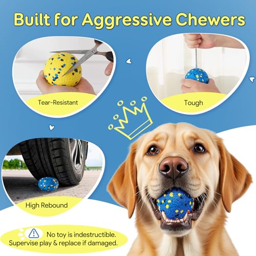 Kimee Dog Balls Tennis Ball Toys Dog Toys for Aggressive Chewers Durable Teething Chew Toys Water Toy Fetch Ball for Large...
