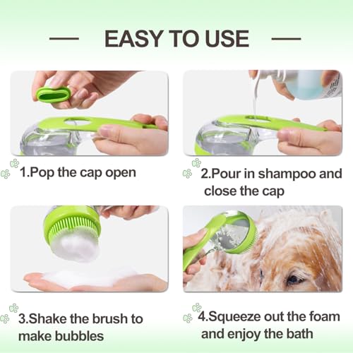Aoche Pet Bath Brush, 2 Pack Dog Bath Brush 2 in 1 Cat Shampoo Brush with Soap Dispenser Scrubber Pet Gromming Supplies fo...