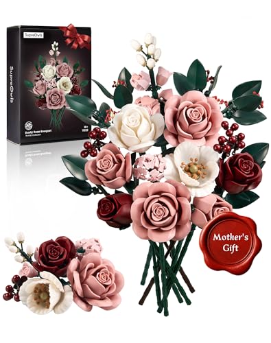 iATOM Pink Roses Flower Bouquet Building Set, Artificial Flowers Botanical Collection Kit for Adults Women & Men - Gift fo...