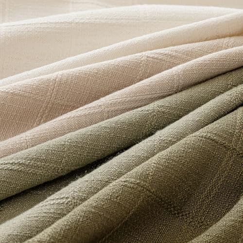 Aesthaboho Green Linen Pillow Covers Set of 4, Decorative Plaid Throw Pillow Covers 18 x 18 Inch, Boho Cushion Soft Farmho...