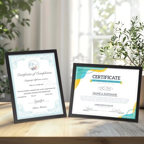HORLIMER 8.5 x 11 Picture Frame Set of 12, Black Photo Frames 8.5 by 11 for Certificate Diploma Document, Wall Hanging or ...