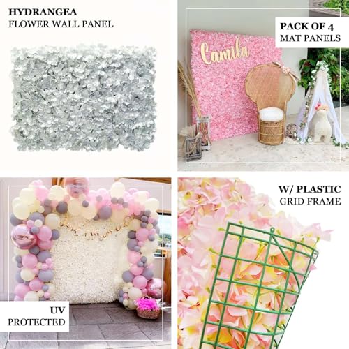 Efavormart 4 PCS Blush Silk Hydrangea Flower Mat Wall Wedding Event Decor for DIY Centerpieces Arrangements Party Home Dec...