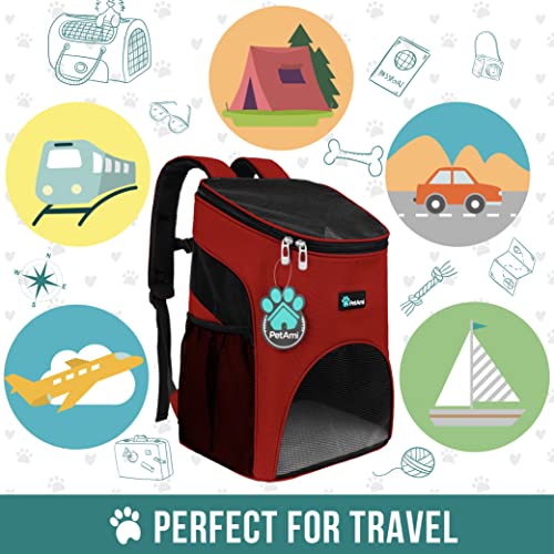 PetAmi Small Dogs and Cat Backpack Carrier, Airline Approved Pet Backpack Carrier, Ventilated, Safety Strap, Buckle Suppor...