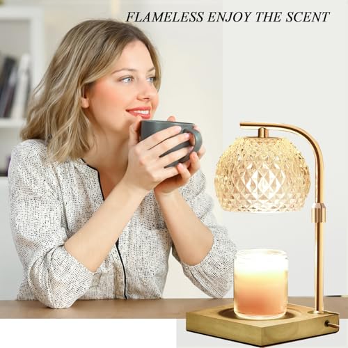 Mocalido Candle Warmer Lamp with Timer, Dimmable Electric Candles Warmer Adjustable Height, Top Candle Melter Lamp for Sce...