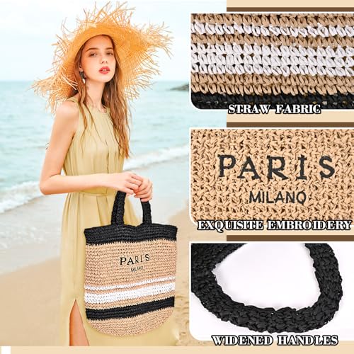 OWGSEE Large Straw Beach Bag for Women Summer Woven Shoulder Tote Bag Straw Purses and Handbags for Vacation | Large, Stra...