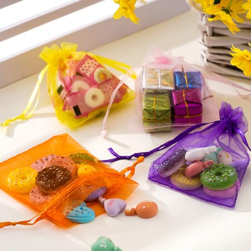 Meowoo 100PCS Organza Bags, 3x4in Small Mesh Bags Drawstring for Jewelry, Candy, Christmas, Sachets, Festivals, Bathroom S...