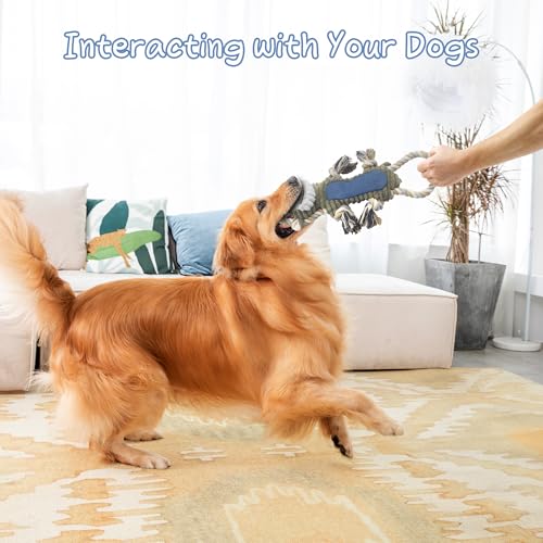 BUYPOW Funny Plush Dog Chew Toys, Squeaky Dog Toys, Interactive Tug of War Puppy Toys, Stuffed Dog Toys for Small, Medium ...