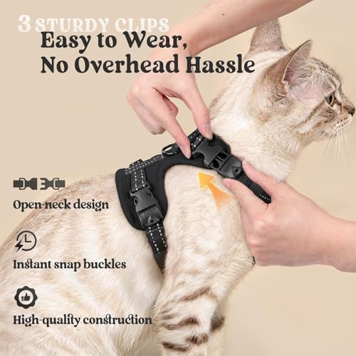 rabbitgoo Cat Harness and Leash, Escape Proof Vest with 3 Adjustable Buckles, Soft Comfortable Kitten Harness, Easy to Wea...
