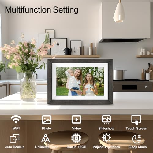 Frameo Digital Photo Frame,10.1 Inch WiFi Smart Digital Picture Frame with HD IPS Touch Screen,Auto-Rotate,Send Pictures f...