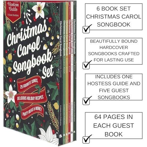 Leisure Arts Christmas Carol Songbook Set 2025 6pc – Holiday Collection with Hostess Guide, Recipes & Guest Books – Keepsa...