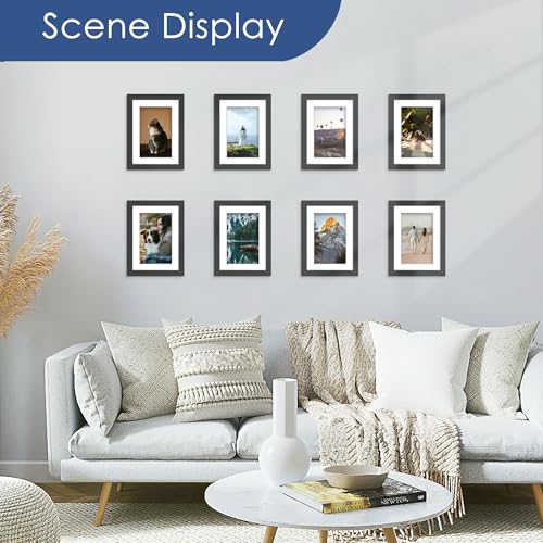 PEALSN 5x7 Picture Frame Set of 6, Display Pictures 4 x 6 with Mat or 5 x 7 without Mat for Wall Mounting or Table Top Dis...