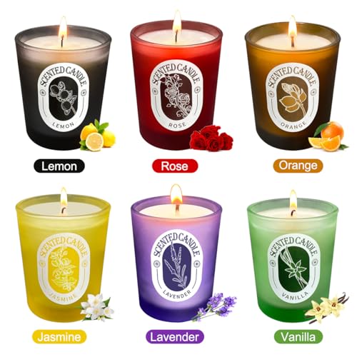 Scented Candles Gift Set of 12 Pack, Glass Jar Candles for 6 Scented, Long Lasting Soy Wax Aromatherapy Candle Set, Best G...