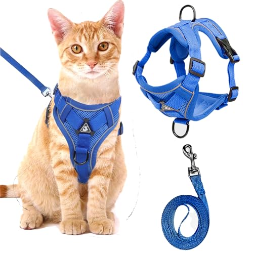 Tiagoboo Cat Harness and Leash Set,Escape Proof Adjustable Soft Lightweight Kittens Vest Harnesses with Reflective Strips ...
