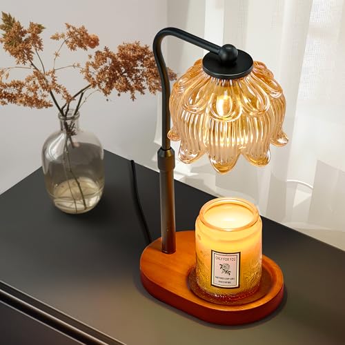 CASTLELIFE Candle Warmer Lamp with Timer & Stepless Dimming, Height Adjustable Electric Wax Warmer for Jar Candles, Flower...