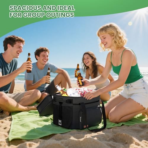MIYCOO Cooler Bag Double Deck - 60 Can Leakproof Insulated Portable Soft Lunch Cooler, Extra Large Expandable Ice Chest Co...