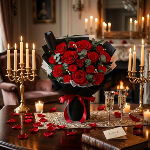 XTYFJGVA 16 Preserved Red Roses Bouquet, Flowers for Delivery, Real Roses That Last 1-3 Years, Birthday Gifts for Women, F...