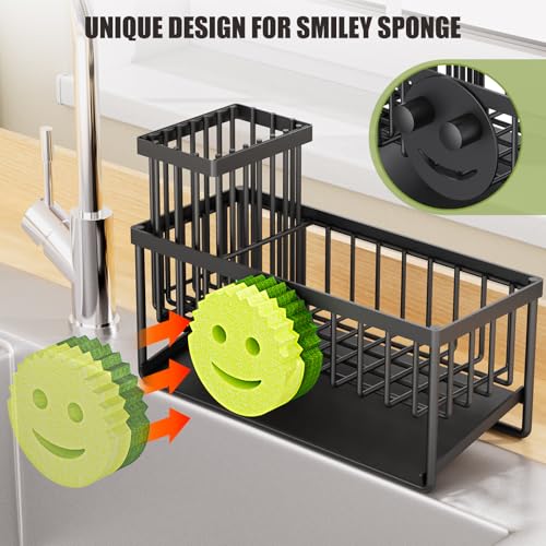 MURLONG Kitchen Sink Organizer,Sink Caddy Organizer with Removable Brush Holder,Self-Draining Countertop Organizers and St...