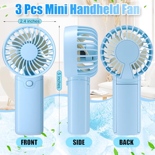 Rossesay 3 Pcs Mini Portable Fan Handheld Battery Operated Portable Small Personal Fans for Summer Travel Beach Indoor Out...