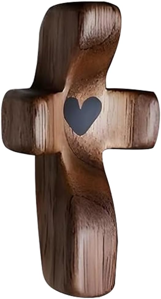 Yookin Cross My Heart/Encouragement Gift Wood Comfort Pocket Prayer Cross for Clutching, Clinging and Praying Christian Re...