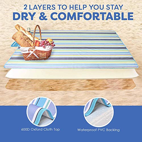 GIVERARE Picnic Beach Blanket, XL Sandfree Waterproof Outdoor Camping Blanket, Quick Drying Oxford Family Mat, Portable Ex...