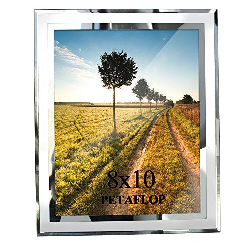 PETAFLOP 8x10 Picture Frame Glass Frames for 8 by 10 Pictures, Tabletop Display Vertically or Horizontally