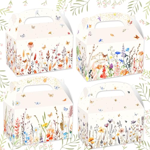 BACH AND BOUJEE 12 PCS Wildflower Party Treat Boxes Flower Party Favor Gift Box Wildflower Theme Candy Goodies Bags for Fl...