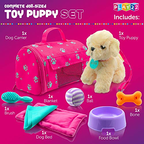 Play22 Plush Puppy Doll Set for Kids 9 PCS - Baby Doll Accessories - Doll Puppy Set - 4 Year Old Girl Birthday Gifts, Litt...