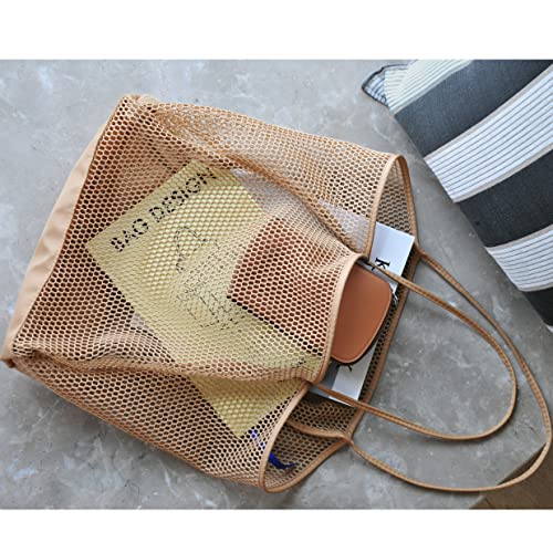 HOXIS Mesh Beach Tote Womens Shoulder Handbag