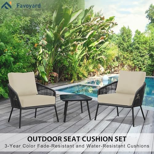 Favoyard Deep Seat Patio Cushions 22 × 22 inch Rainproof & Fadeness Furniture Cushion Set for Outdoor Chair Couch with Pol...