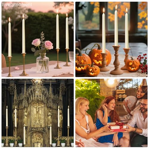 Everymoment Ivory Taper Candles - 4 Pack 10 Inch Candlesticks - Dripless & Smokeless Tapered Candle 8 Hours Unscented Crea...