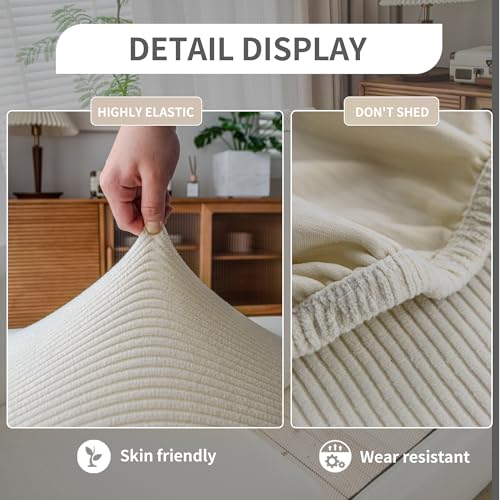 QIANMEW Couch Cushion Covers, Comfort Soft Magic Sofa Covers Washable Stretch Resistant Slipcovers for Sectional and L Sha...