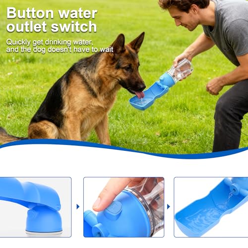 Dog Water Bottle, Portable Leak-Proof Water Dispenser with Drinking Bowl for Dogs and Cats, Travel Puppy Fountain Pet Wate...