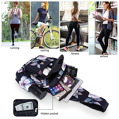 HUA ANGEL Floral Sling Bag, Small Lightweight Crossbody Shoulder Chest Bag for Men & Women Compact Travel Hiking Mini Daypack