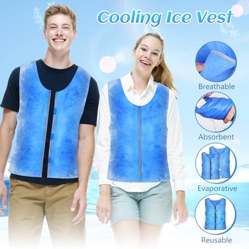 E-Greetshopping Cooling Ice Vest for Men Women,PVA Water Active Evaporative Ice Cold Vest,Reusable Adjustable Fabric Sport...
