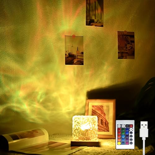 YXQUA Northern Lights Ocean Wave Projector Light, Galaxy Light Projector, 16 Colors Gradual Rotating Flame Water Ripple Am...