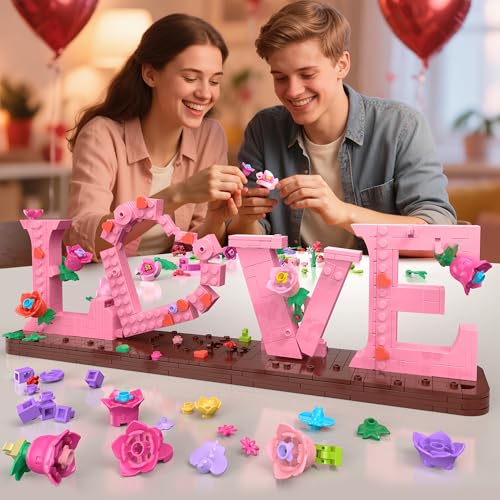 Booyuer Flower Building Set for Love, 791PCS DIY Romantic Floral Brick Kit, Graduation Gift, School Desk Decor, Room Decor...
