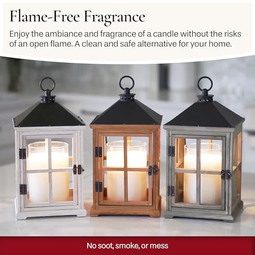 Candle Warmers Etc. White Wooden Farmhouse Lantern – for Top-Down Warming & Flame-Free Fragrance