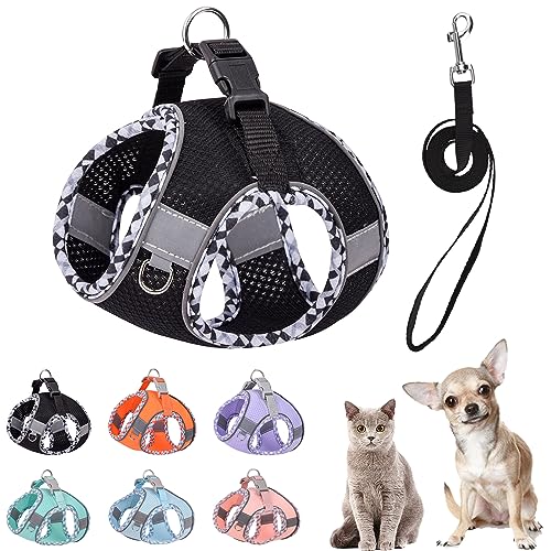 PETPUBGNZS Cute Plaid No Pull Dog Harness for Small Dogs Soft Mesh Small Dog Harness and Leash Set Easy Walk Step in Puppy...